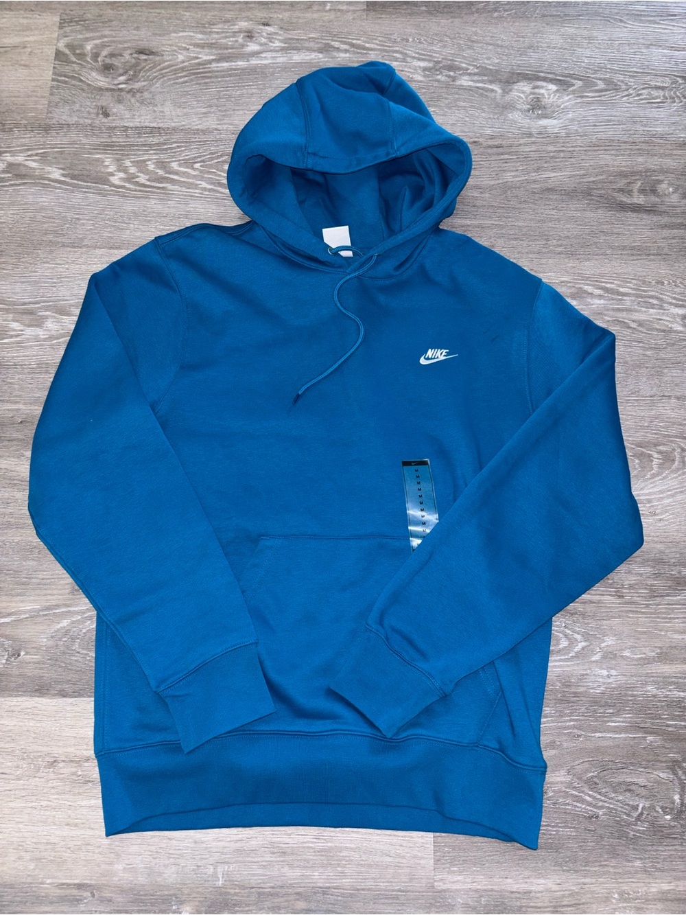 Nike Teal Blue Pullover Hoodie with Small White Swoosh